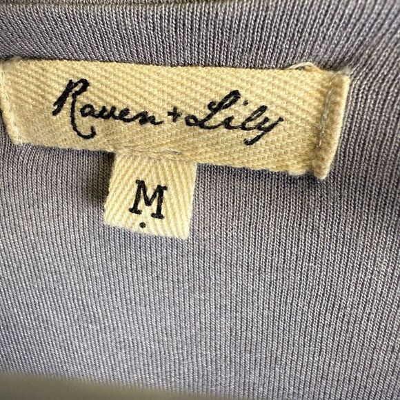 Raven + Lily Women's Size Medium Grey Wide Flare Leg One Piece Jumpsuit Faux Wra - Picture 4 of 11